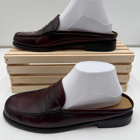 G.H. Bass & Co. Shoes - G.H. Bass Weejuns Penny Loafer Mules Wine Leather Slip On Womens Size 8M